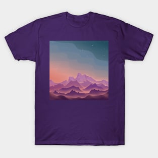 Purple Hills, Minimal Landscape Digital Illustration T-Shirt